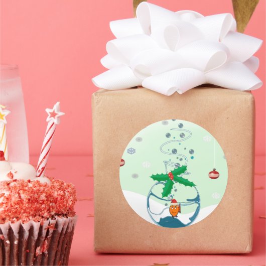 Kerstmis Funny Pet Goldfish Ronde Sticker (Feest)
