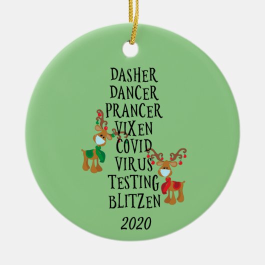 Kerstmis Funny Reindeer Names Covid 2020 Keramisch Ornament (Voorkant)