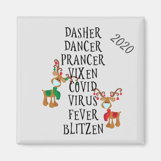 Kerstmis Funny Reindeer Names Covid 2020 Magneet (Voorkant)
