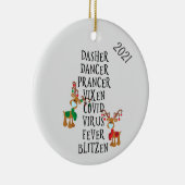 Kerstmis Funny Reindeer Names Covid 2021 Keramisch Ornament (Rechts)