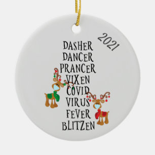 Kerstmis Funny Reindeer Names Covid 2021 Keramisch Ornament