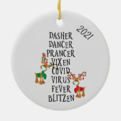 Kerstmis Funny Reindeer Names Covid 2021 Keramisch Ornament (Achterkant)