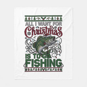 Kerstmis Ga Vissen Vis Santa Hoed Lichten Fleece Deken