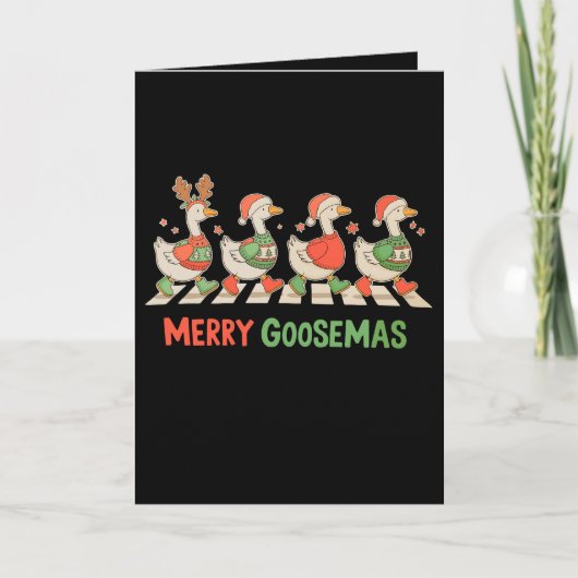 Kerstmis Gaanse Gans Kerstman Horrorsweater Kaart (Voorkant)