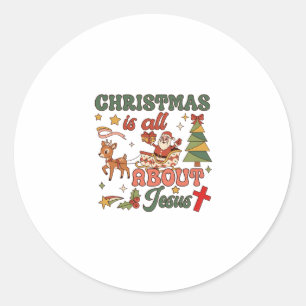 Kerstmis gaat helemaal over Jezus Kerstman slee re Ronde Sticker