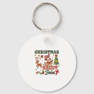 Kerstmis gaat helemaal over Jezus Kerstman slee re Sleutelhanger