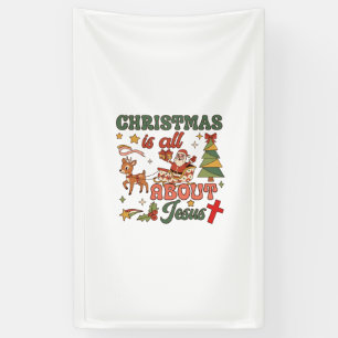 Kerstmis gaat helemaal over Jezus Kerstman slee re Spandoek