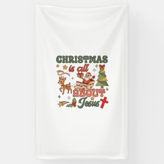 Kerstmis gaat helemaal over Jezus Kerstman slee re Spandoek
