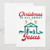 Kerstmis gaat helemaal over Jezus Nativiteitsscène Feestdagenkaart (Voorkant / Achterkant)