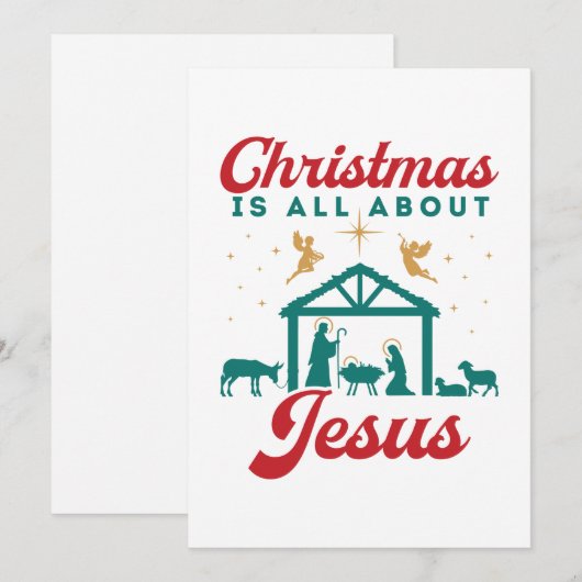 Kerstmis gaat helemaal over Jezus Nativiteitsscène Feestdagenkaart (Voorkant / Achterkant)
