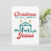 Kerstmis gaat helemaal over Jezus Nativiteitsscène Feestdagenkaart (Staand voorkant)