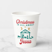 Kerstmis gaat helemaal over Jezus Nativiteitsscène Papieren Bekers (Voorkant)