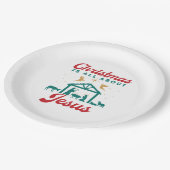 Kerstmis gaat helemaal over Jezus Nativiteitsscène Papieren Bordje (Gekanteld)