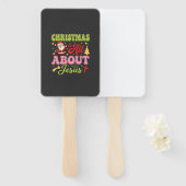 Kerstmis gaat helemaal over Jezus Retro Handwaaier (Voorkant en achterkant)