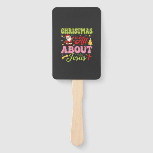 Kerstmis gaat helemaal over Jezus Retro Handwaaier (Voorkant)