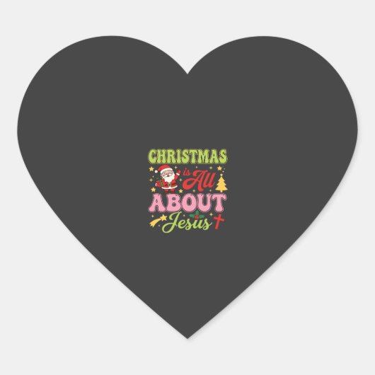 Kerstmis gaat helemaal over Jezus Retro Hart Sticker (Voorkant)