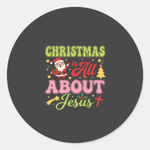 Kerstmis gaat helemaal over Jezus Retro Ronde Sticker