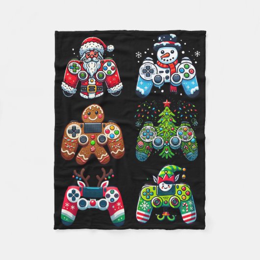 Kerstmis Gaming Controllers Kerstman Elf Kerstmis Fleece Deken (Voorkant)