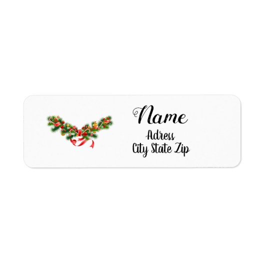 "KERSTMIS "GARLAND" KERSTADRESLABEL ETIKET (Voorkant)