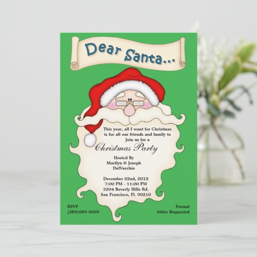 Kerstmis Geachte Santa Wish List Noite Holiday Kaart (Staand voorkant)