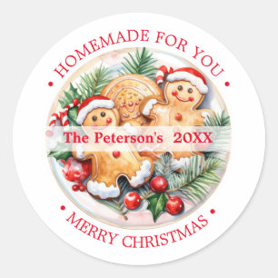 KERSTMIS Gebakken Goederen Cookies Ginger man zelf Ronde Sticker