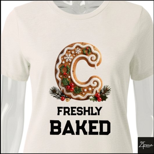 Kerstmis Gebakskoek Initiële Letter C Tri-Blend Shirt