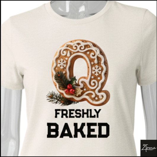 Kerstmis Gebakskoek Initiële Letter Q Tri-Blend Shirt