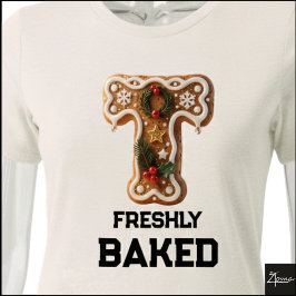 Kerstmis Gebakskoek Initiële Letter T Tri-Blend Shirt