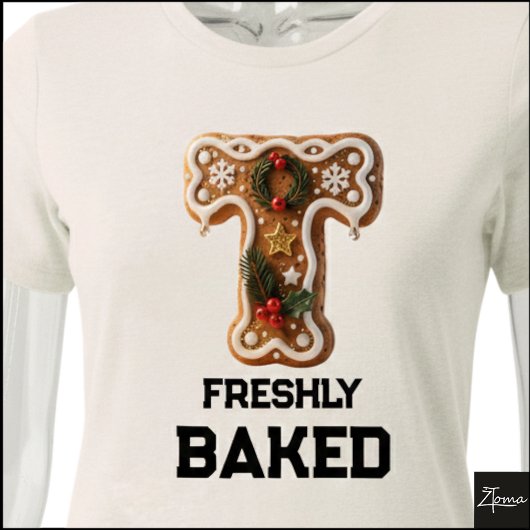 Kerstmis Gebakskoek Initiële Letter T Tri-Blend Shirt