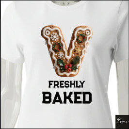 Kerstmis Gebakskoek Initiële Letter V Tri-Blend Shirt