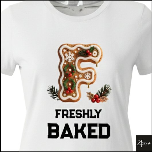 Kerstmis Gebakskool Letter F Tri-Blend Shirt