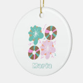 Kerstmis Gebeeldhouwde Donuts Roze Doodles Keramisch Ornament (Links)