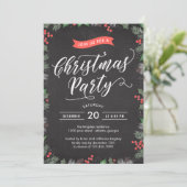 Kerstmis gebladerte EDITABLE KLEUR Party Uitnodigi Kaart (Staand voorkant)