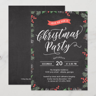 Kerstmis gebladerte EDITABLE KLEUR Party Uitnodigi Kaart