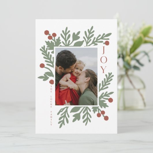 Kerstmis gebladerte vreugde vakantie / kerst foto feestdagenkaart (Staand voorkant)