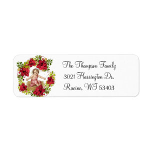 Kerstmis Geboorte Baby Jesus krans Etiket