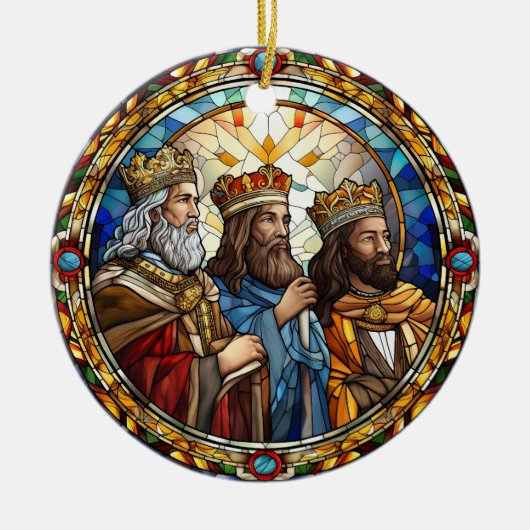 Kerstmis Geboorte Drie Wijze Mannen Keramisch Ornament (Voorkant)