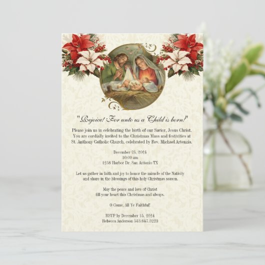 Kerstmis Geboorte Feest Viering Religieus Kaart (Staand voorkant)