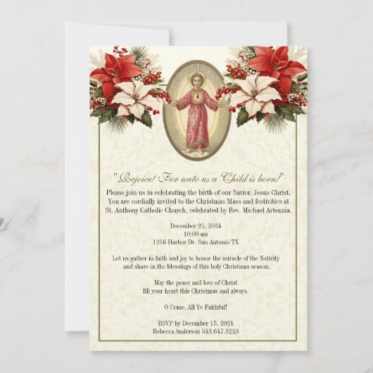 Kerstmis Geboorte Feest Viering Religieus Kaart (Voorkant)