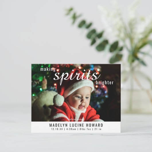 Kerstmis Geboorte Foto 'Making Spirits Brighter' Feestdagenkaart (Staand voorkant)