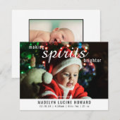 Kerstmis Geboorte Foto 'Making Spirits Brighter' Feestdagenkaart (Voorkant / Achterkant)