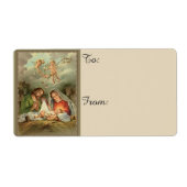 Kerstmis Geboorte Heilige Familie Etiket (Voorkant)