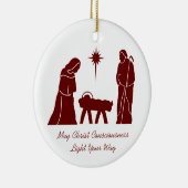 Kerstmis Geboorte Inspirerend Gezegde Donkerrood Keramisch Ornament (Rechts)