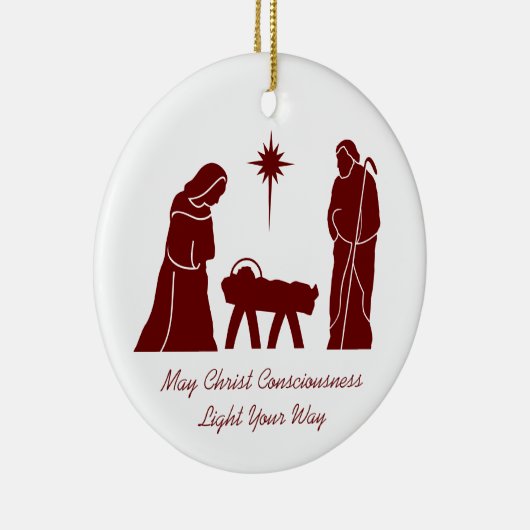 Kerstmis Geboorte Inspirerend Gezegde Donkerrood Keramisch Ornament (Rechts)