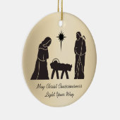 Kerstmis Geboorte Inspirerend Gezegde Goud Keramisch Ornament (Rechts)