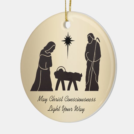 Kerstmis Geboorte Inspirerend Gezegde Goud Keramisch Ornament (Links)