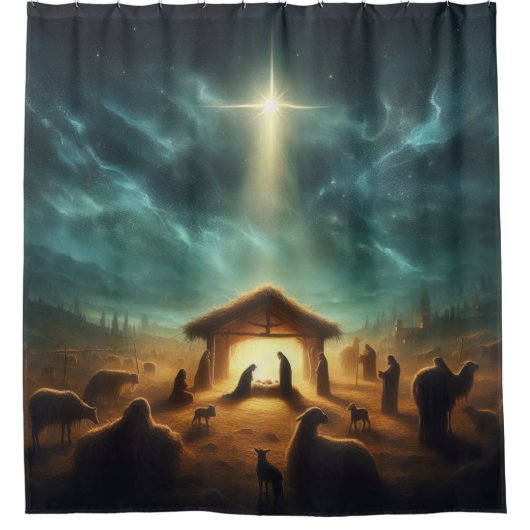 Kerstmis/Geboorte/Jezus Douchegordijn (Voorkant)