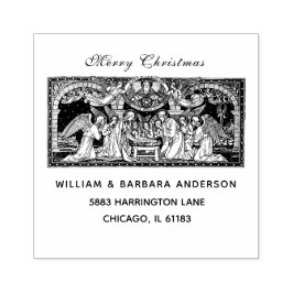 Kerstmis Geboorte Jezus Maria Joseph Engelen Rubberstempel