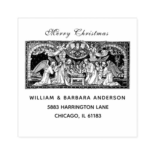 Kerstmis Geboorte Jezus Maria Joseph Engelen Rubberstempel (Afrduk)