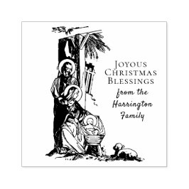 Kerstmis Geboorte Jezus Maria St. Joseph Katholiek Rubberstempel